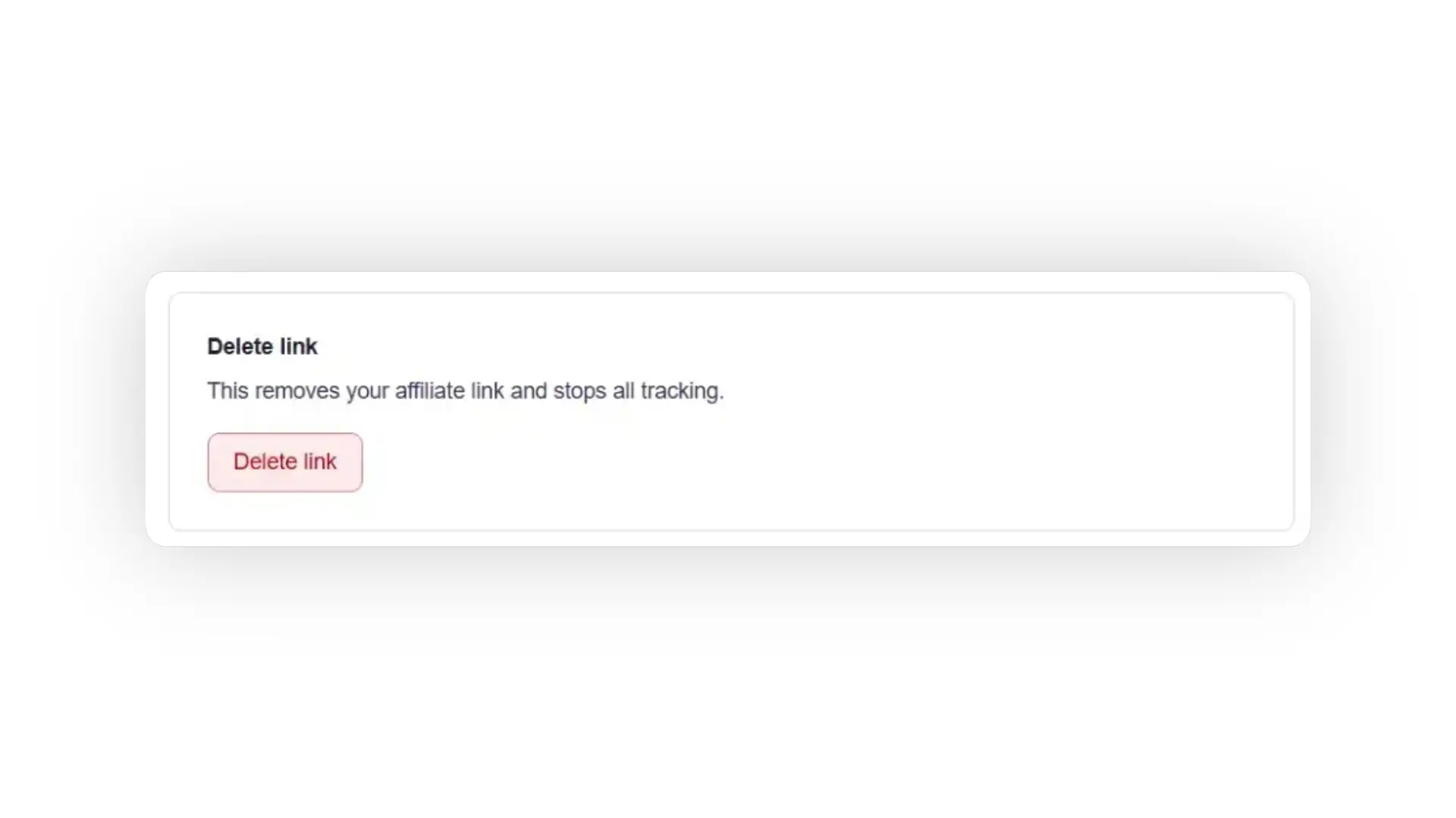 The screenshot displays the partnrUP platform's interface, showing sections for transactions and a 'Delete link' option, likely related to affiliate marketing. The interface indicates that there is no data or transactions yet.